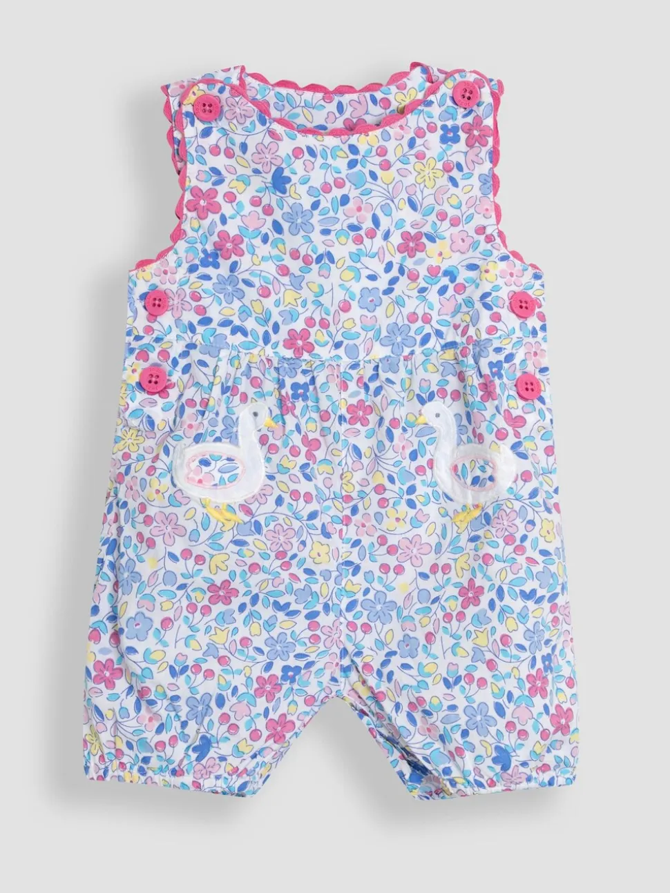 JoJo Maman Bébé Appliqué Pocket 100% Cotton Dungarees