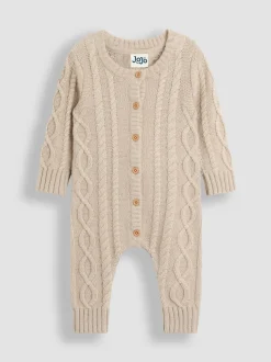 JoJo Maman Bébé Cable Knit All-In-One With Hat