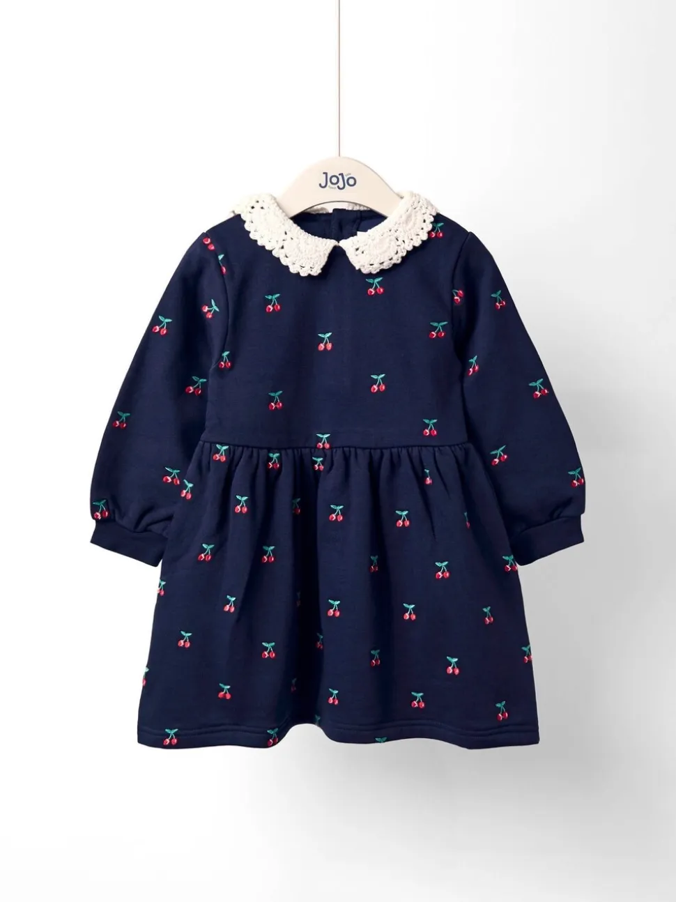JoJo Maman Bébé Crochet Collar Embroidered Sweat Dress
