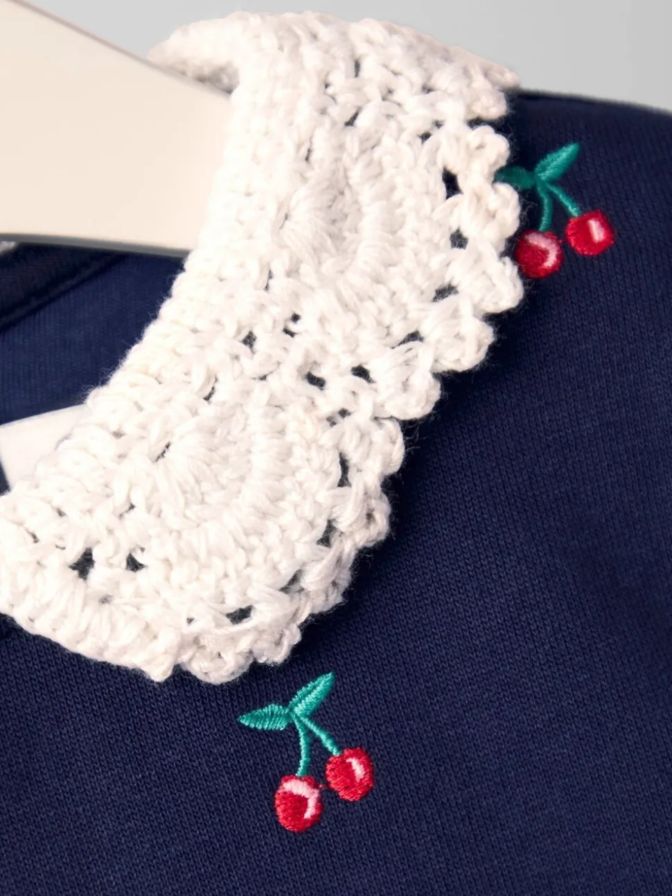 JoJo Maman Bébé Crochet Collar Embroidered Sweat Dress