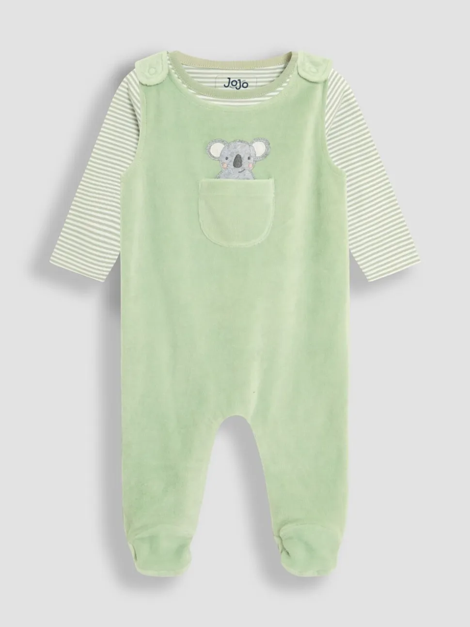 JoJo Maman Bébé 2-delige set bretelbroeken met katoenen voetjes