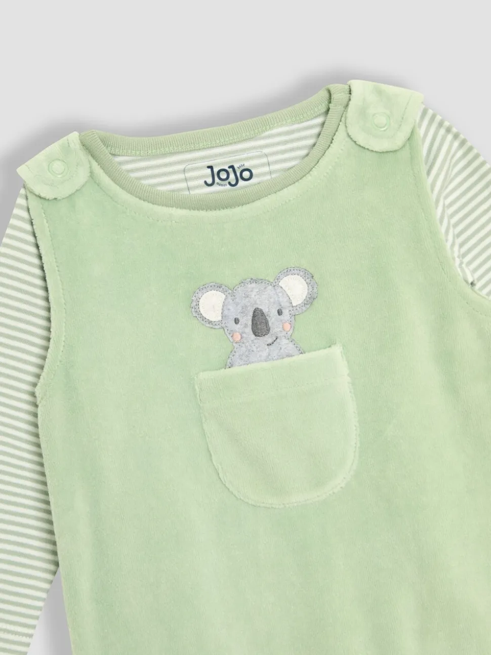 JoJo Maman Bébé 2-delige set bretelbroeken met katoenen voetjes