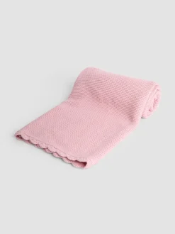 JoJo Maman Bébé Dusky Pink Scalloped Edge Blanket