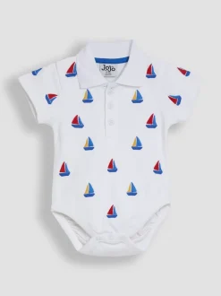 JoJo Maman Bébé Embroidered Polo Shirt Bodysuit