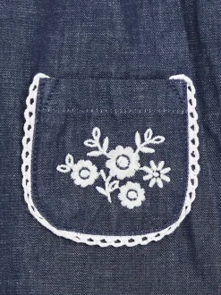 JoJo Maman Bébé Embroidered Chambray Dungarees & Top Set
