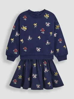 JoJo Maman Bébé Embroidered Sweatshirt & Skirt Set