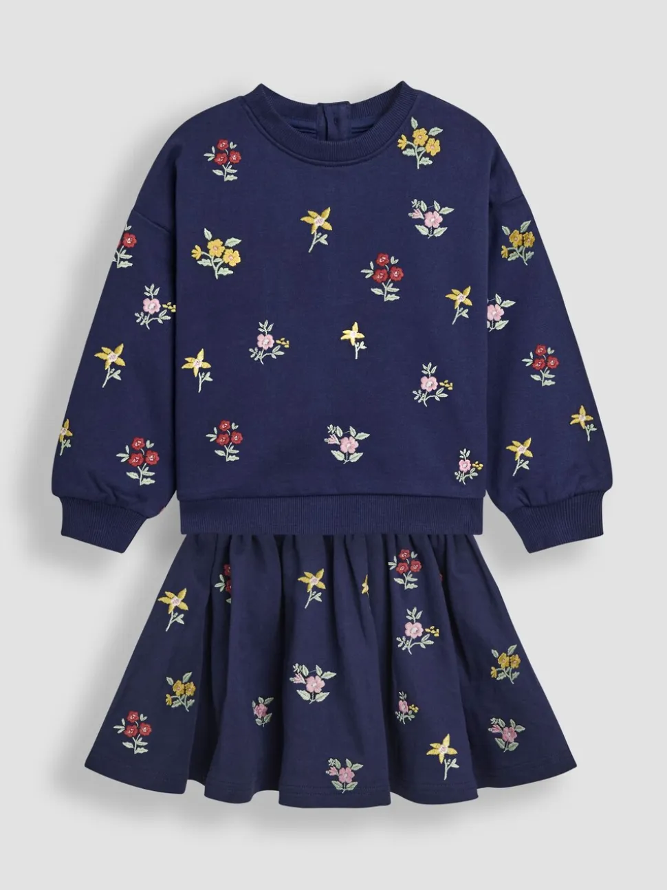 JoJo Maman Bébé Embroidered Sweatshirt & Skirt Set