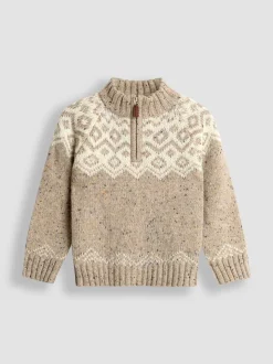 JoJo Maman Bébé Fair Isle gebreide trui met halve rits