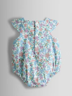 JoJo Maman Bébé Floral Smocked Bubble Romper and Headband Set