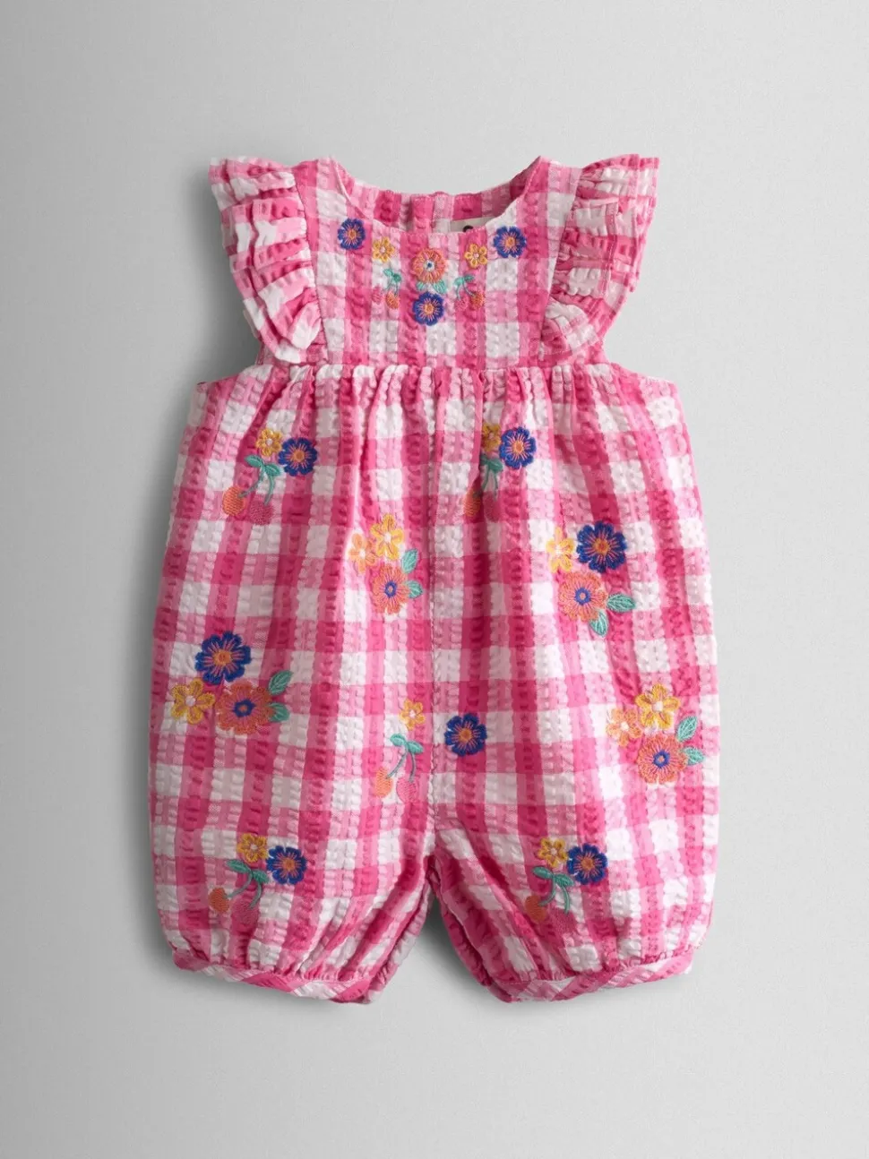 JoJo Maman Bébé Frill Shoulder Embroidered Romper