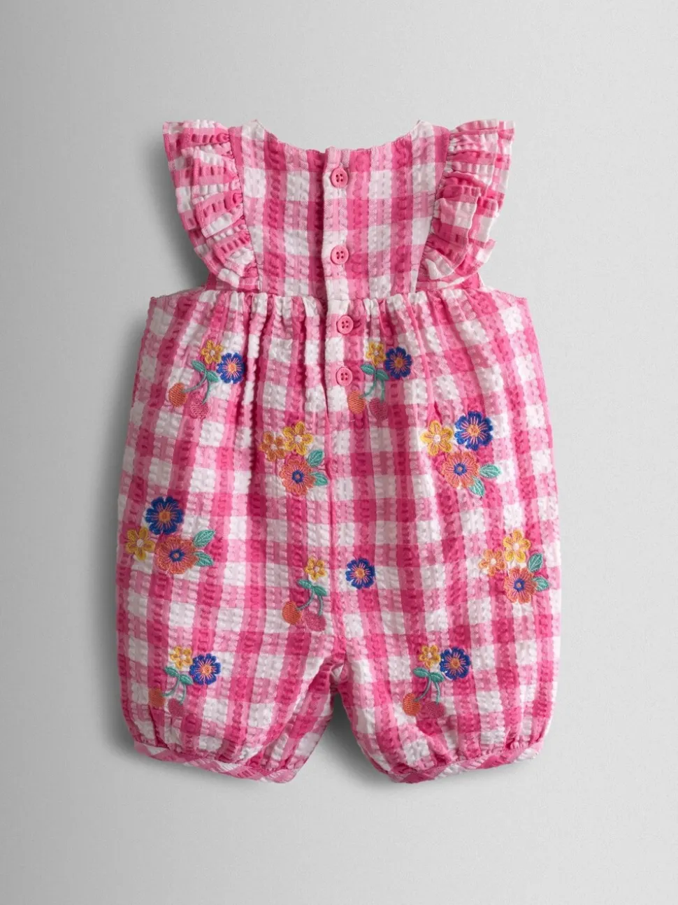 JoJo Maman Bébé Frill Shoulder Embroidered Romper