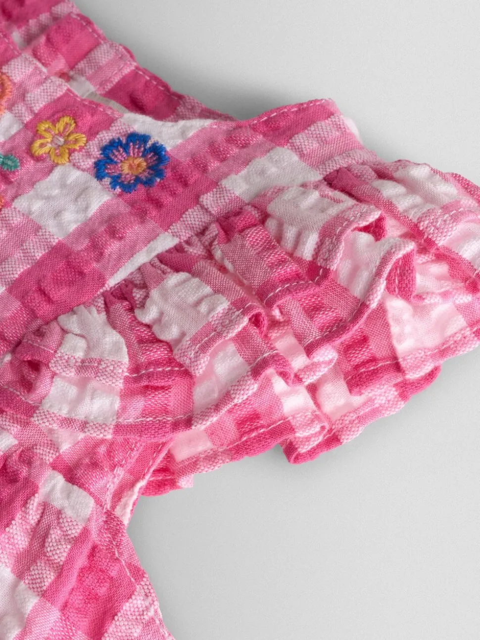 JoJo Maman Bébé Frill Shoulder Embroidered Romper