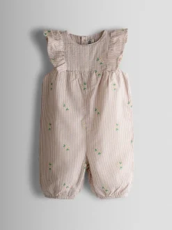 JoJo Maman Bébé Frill Shoulder Embroidered Romper