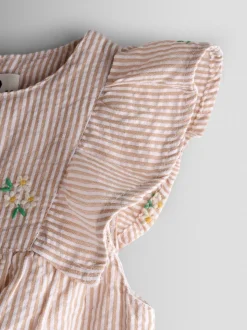 JoJo Maman Bébé Frill Shoulder Embroidered Romper