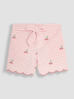 JoJo Maman Bébé Geborduurde shorts met geschulpte zoom van 100% katoen