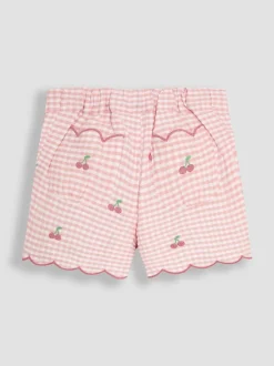 JoJo Maman Bébé Geborduurde shorts met geschulpte zoom van 100% katoen