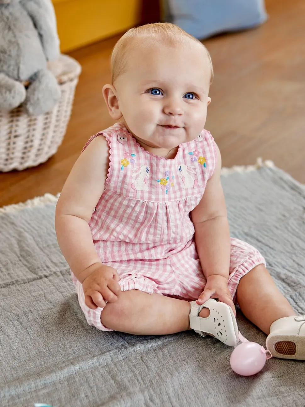 JoJo Maman Bébé gingham tuinbroek met applicatie