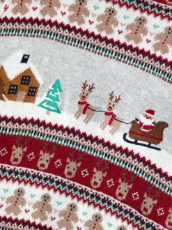 JoJo Maman Bébé kersttrui met fair isle-motief met kerstsfeer voor heren