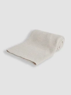 JoJo Maman Bébé Knitted Stripe Blanket Grey