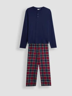 JoJo Maman Bébé Mens Christmas Check Bottom Pyjamas Set