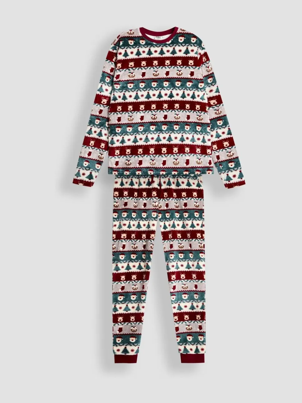JoJo Maman Bébé Men's Christmas Fair Isle Fleece Pyjama Set