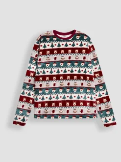 JoJo Maman Bébé Men's Christmas Fair Isle Fleece Pyjama Set