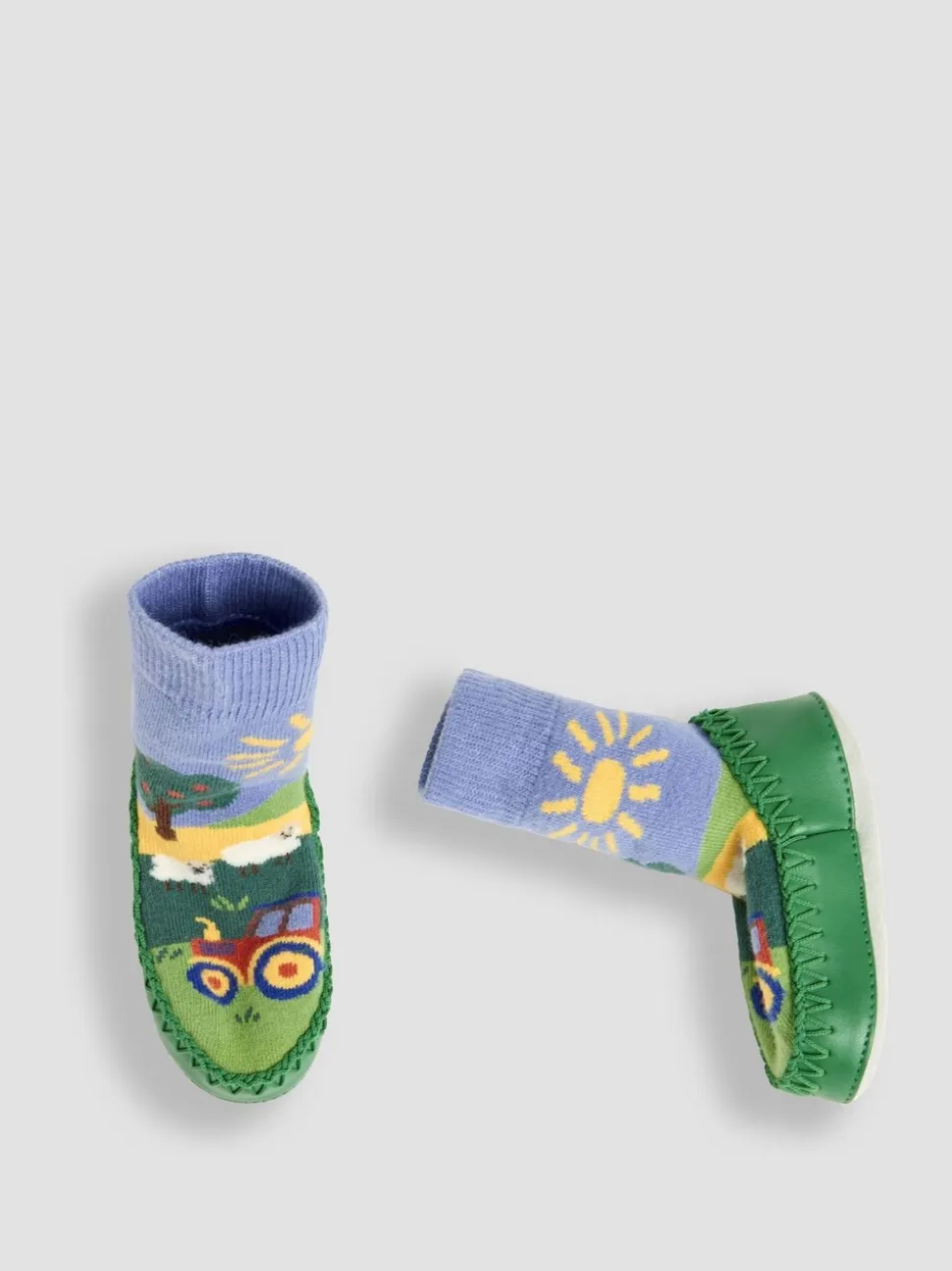 Jojo Maman Bébé mocassinsokken met boerderijscène