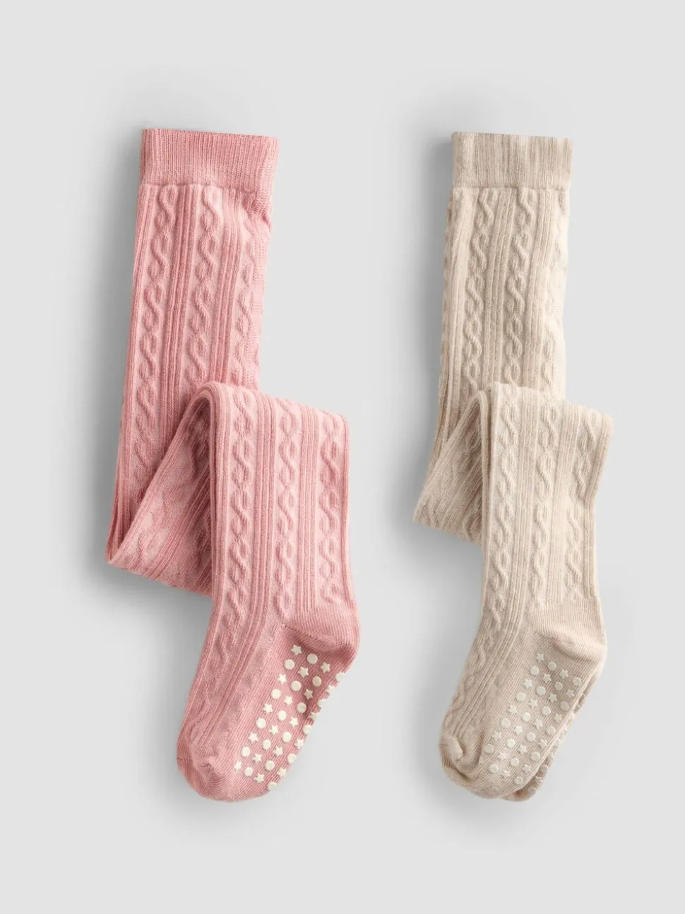 JoJo Maman Bébé 2-Pack Cotton Rich Cable Tights