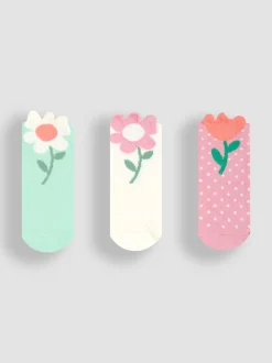 JoJo Maman Bébé 3-Pack Flower Socks