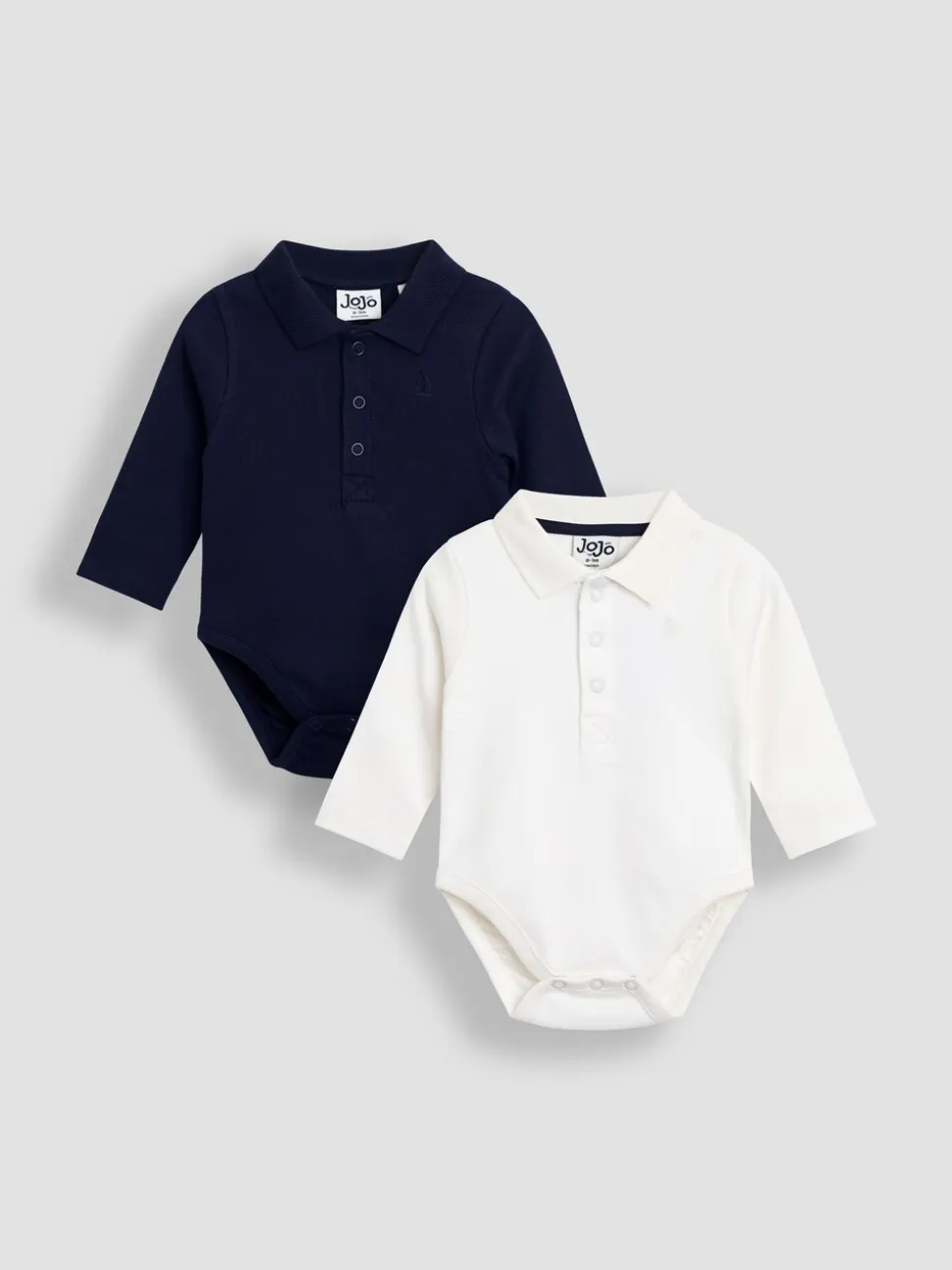 JoJo Maman Bébé 2-Pack Plain Long Sleeve Polo Shirt Bodies
