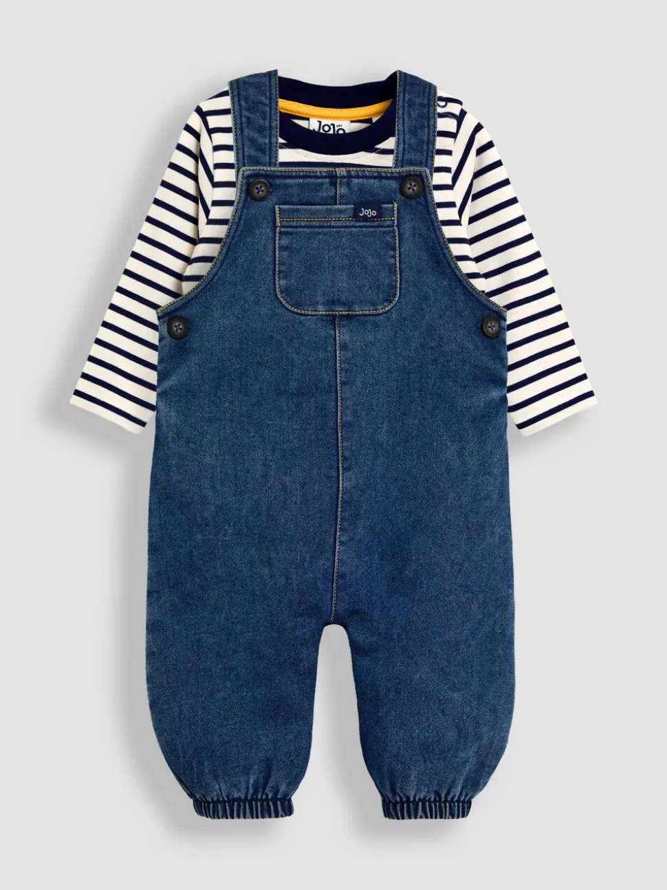 JoJo Maman Bébé 2-Piece Denim Dungarees & Top Set