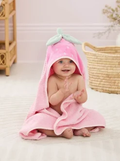 JoJo Maman Bébé Pink Strawberry Character Hooded Towel