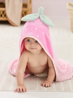 JoJo Maman Bébé Pink Strawberry Character Hooded Towel