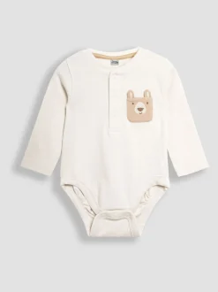JoJo Maman Bébé Printed Bear And Appliqué Pocket Bodies 2 Pack