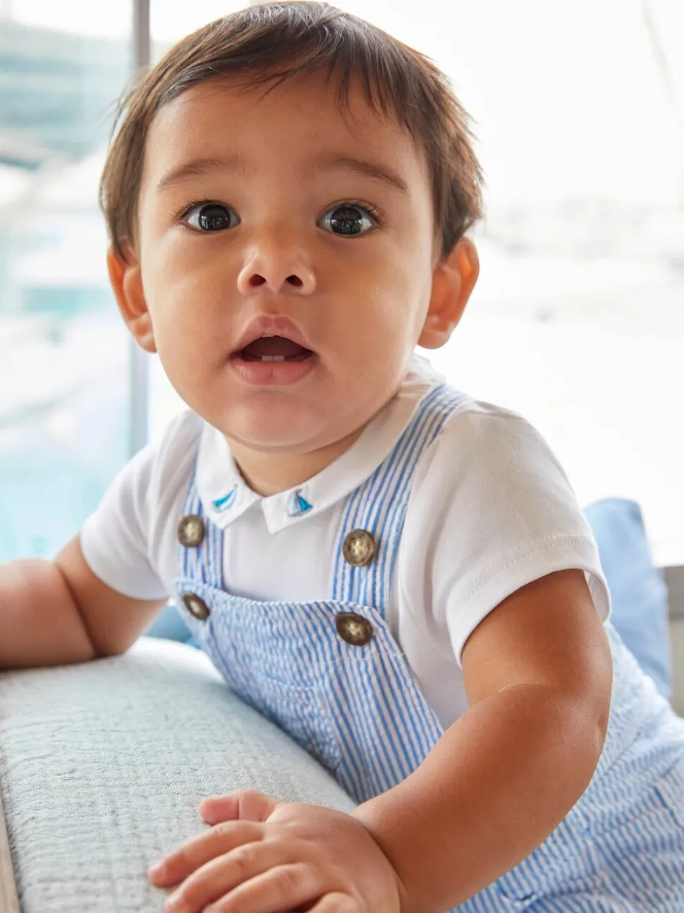 JoJo Maman Bébé rompertje met geborduurde kraag