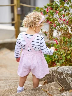 JoJo Maman Bébé Seersucker Stripe Culotte Dungarees