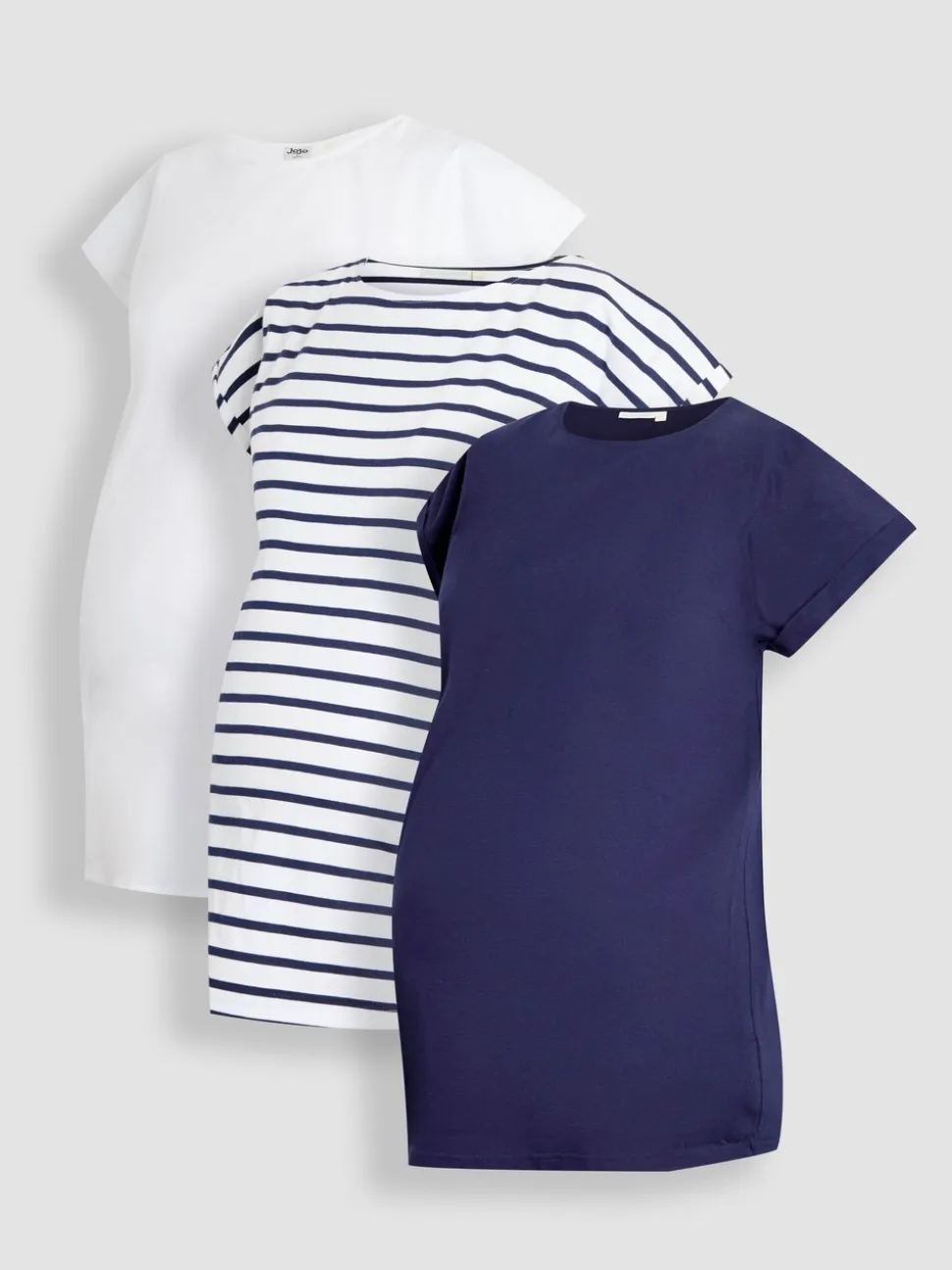JoJo Maman Bébé Set van 3 100% katoenen T-shirts met boyfriend-pasvorm voor zwangerschap
