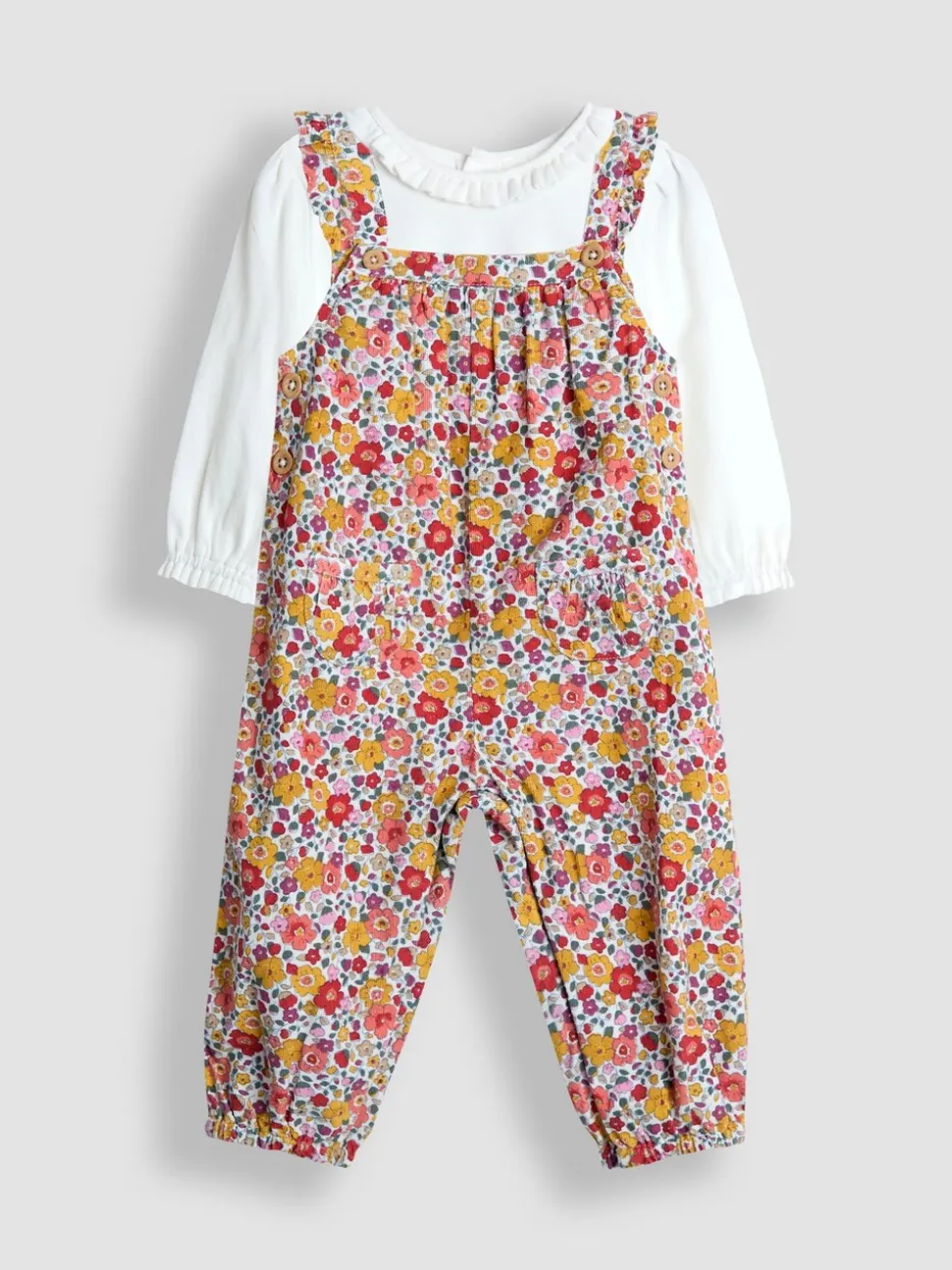 JoJo Maman Bébé Set van corduroy tuinbroek en top