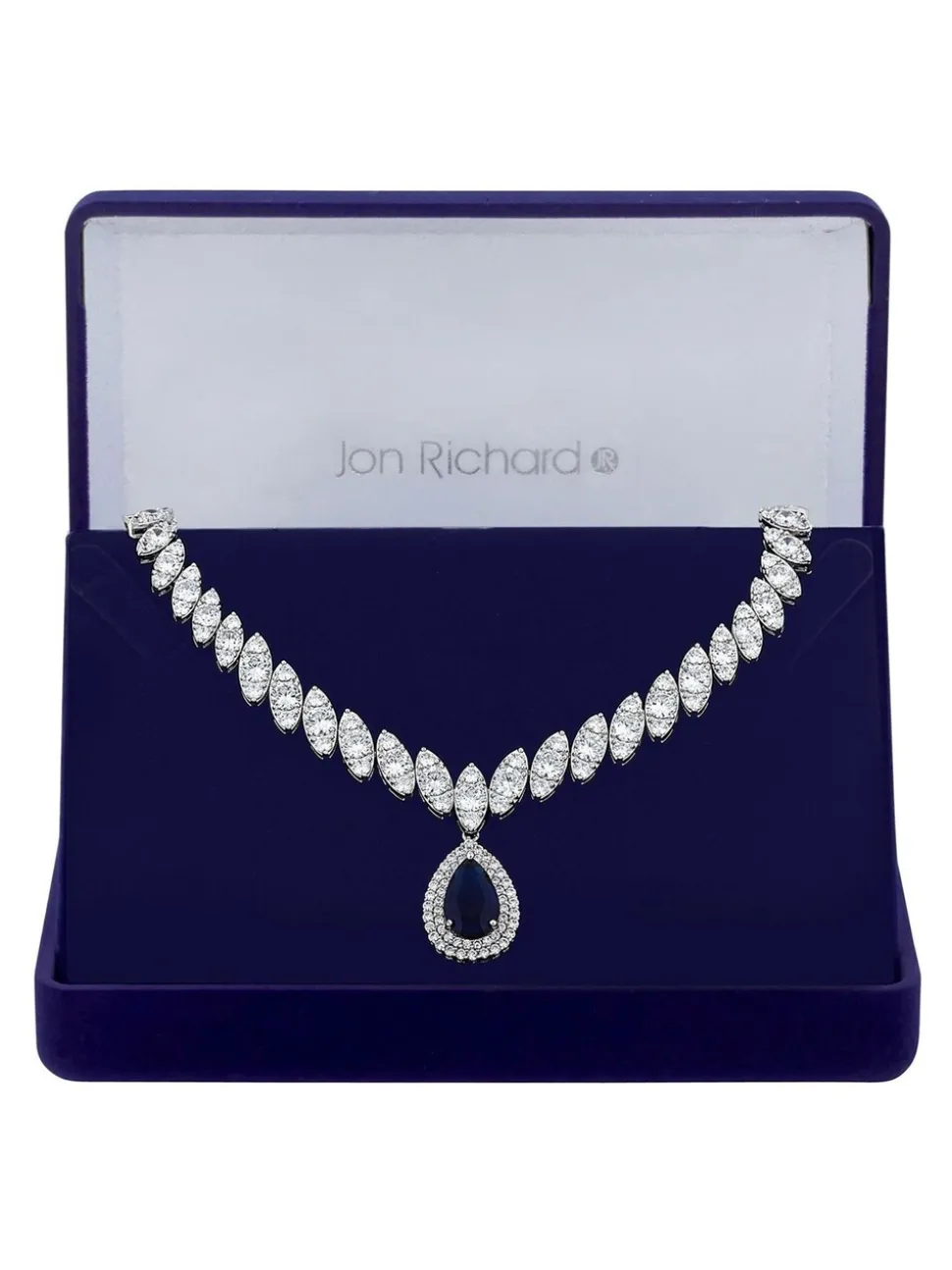 Jon Richard - Rhodium geplatineerde opvallende ketting met zirkonia in geschenkverpakking