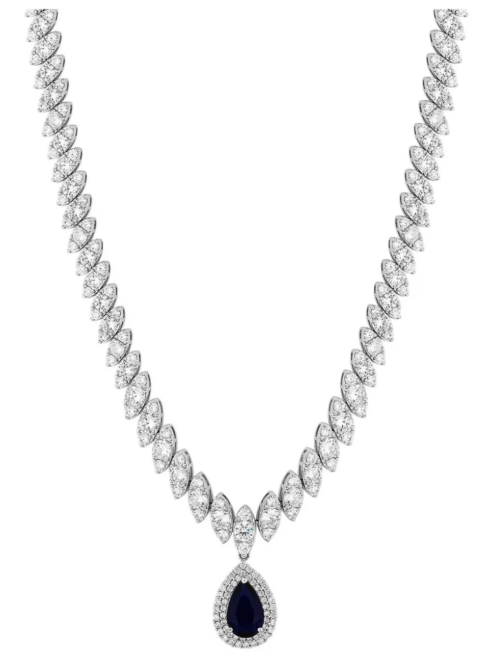 Jon Richard - Rhodium geplatineerde opvallende ketting met zirkonia in geschenkverpakking