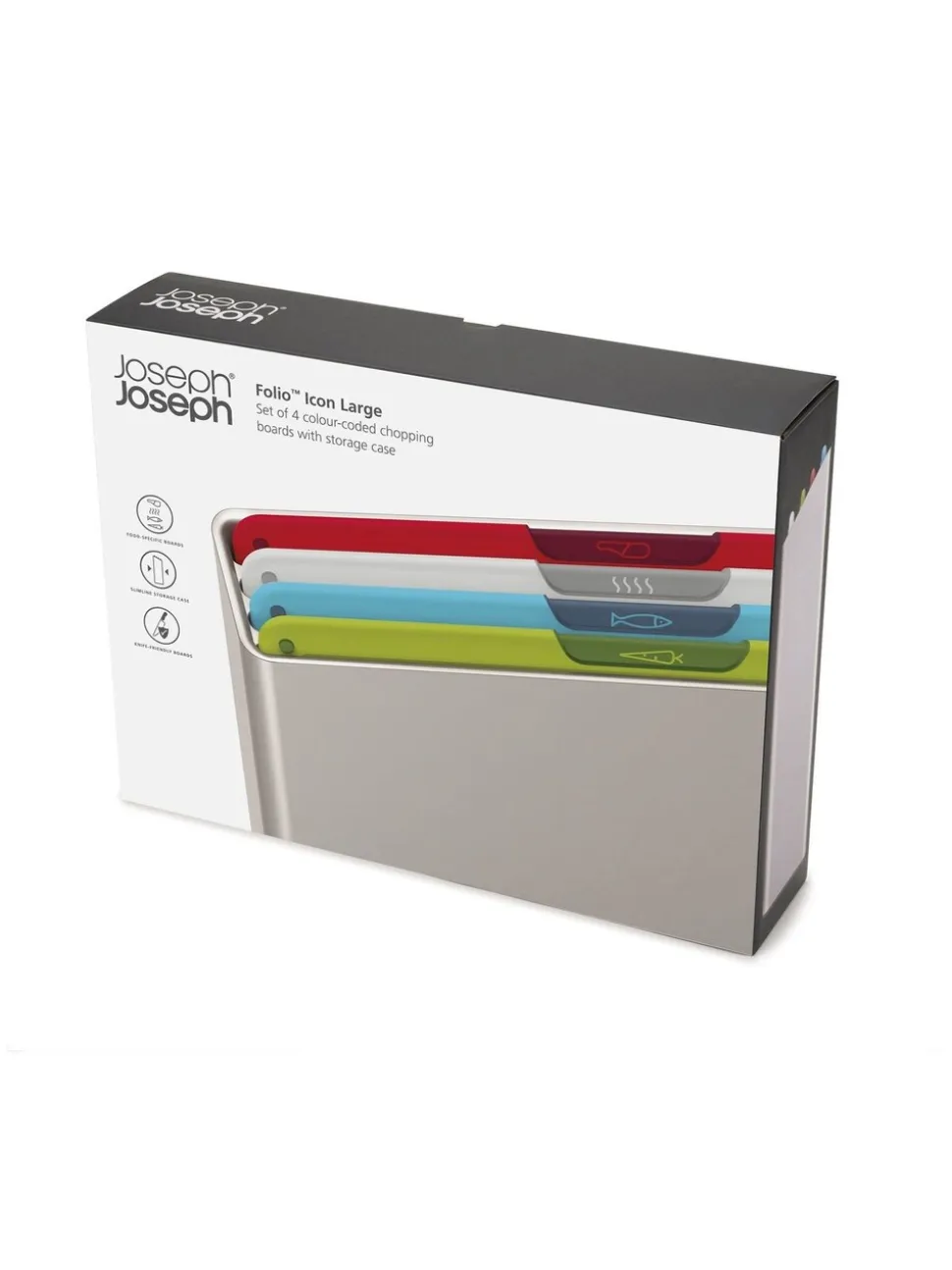 Joseph Joseph - 4-delige meerkleurige folioset van grote snijplanken met logo