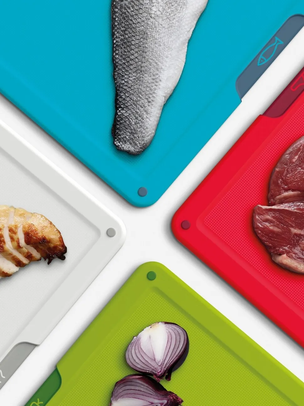 Joseph Joseph - 4-delige meerkleurige folioset van grote snijplanken met logo