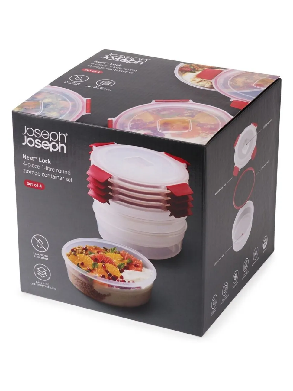 Joseph Joseph 4 Piece Nest Lock Round Container Set