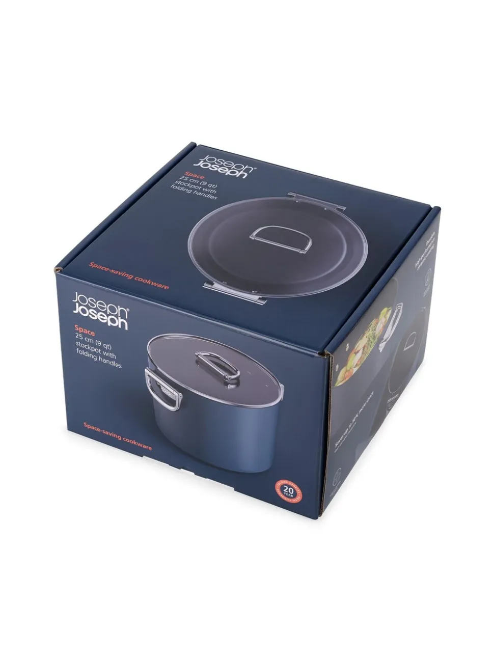 Joseph Joseph Space Folding Handle Ceramic Nonstick 25cm Stock Pot and Lid