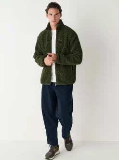 Kaki Groen nep - Doorritsbare funnel Borg Fleece