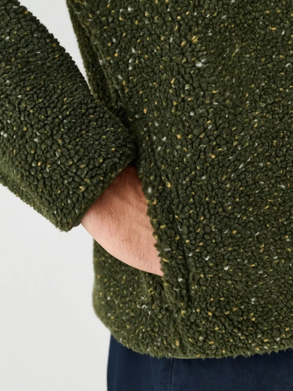 Kaki Groen nep - Doorritsbare funnel Borg Fleece