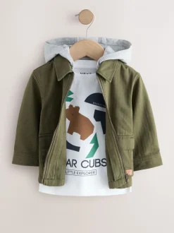 Kakigroen - 2 -delig Set van overshirt met capuchon en T-shirt (3mnd-7jr)