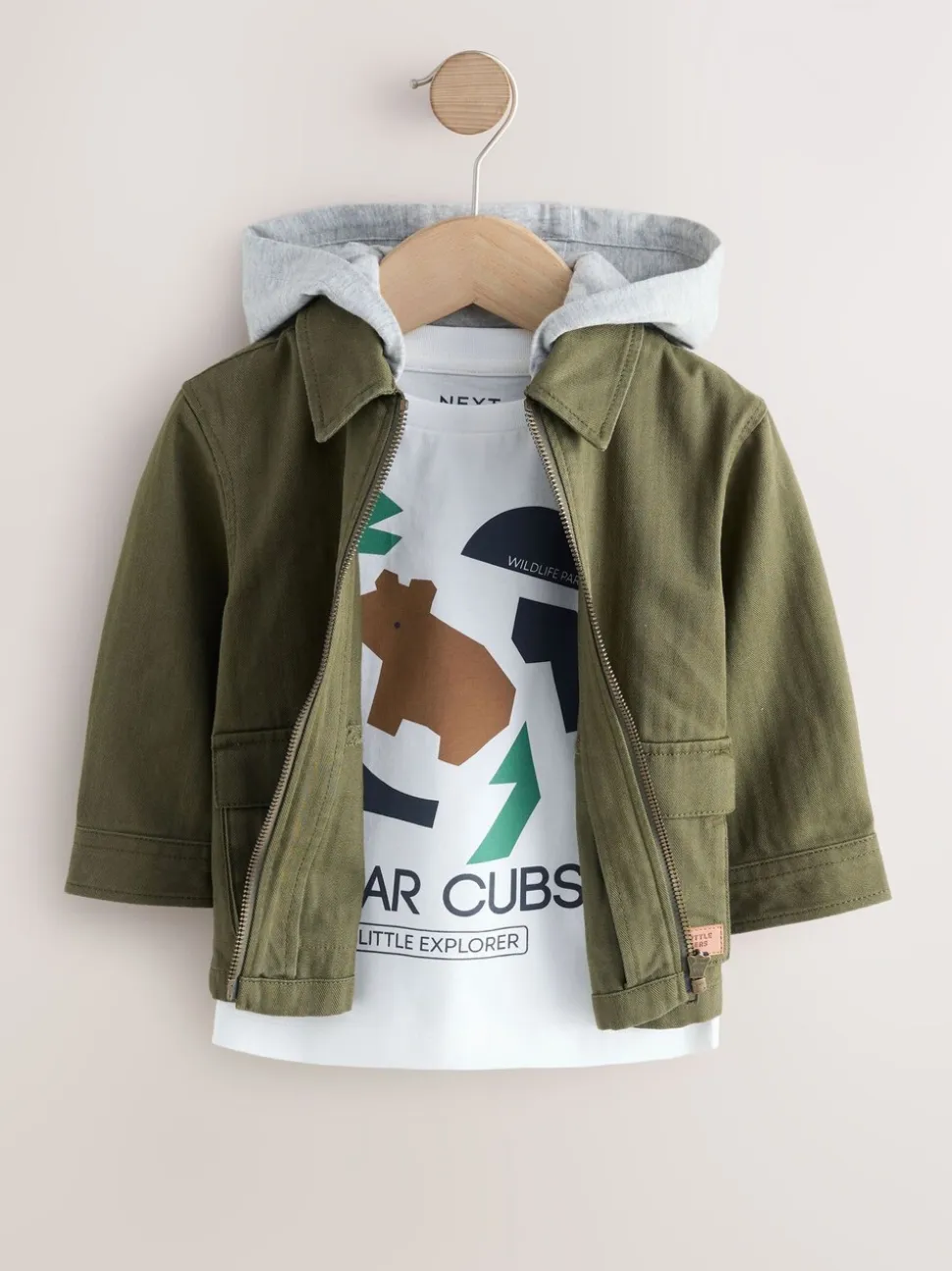 Kakigroen - 2 -delig Set van overshirt met capuchon en T-shirt (3mnd-7jr)
