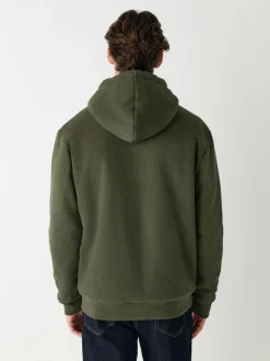 Kakigroen - Borg hoodie met fleecevoering en volledige ritssluiting