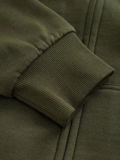Kakigroen - Borg hoodie met fleecevoering en volledige ritssluiting